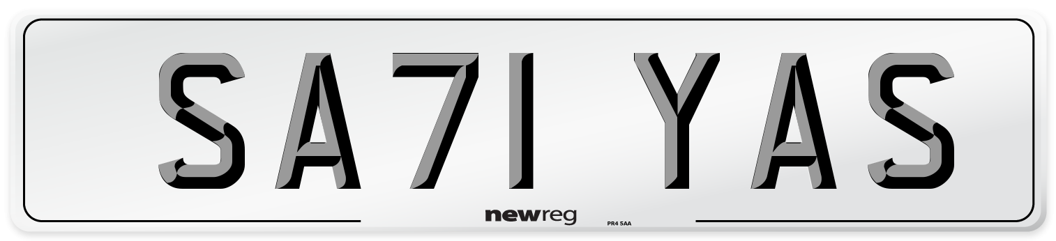 SA71 YAS Number Plate from New Reg